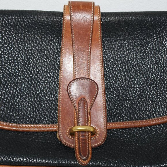 Dooney & Bourke Black Brown All Weather Leather Equestrian Shoulder Bag - Picture 10 of 16